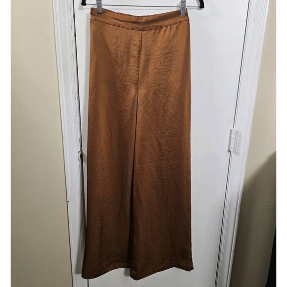 HOUSE OF HARLOW 1960 High Rise Wide Leg Satin Pant Sz S Party Copper Retro - Picture 1 of 5